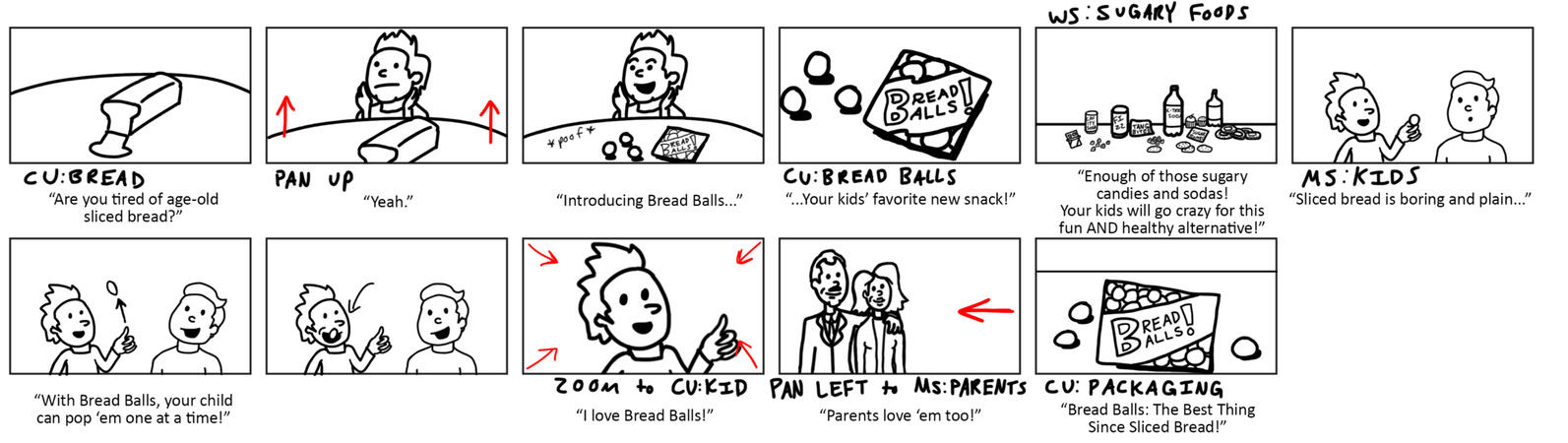 Bread Balls storyboards